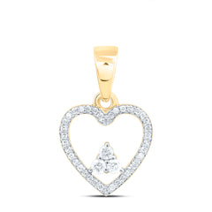 10K Yellow Gold 1/5 CTWnatural Diamond Gift Heart Pendant 1.05 Gram