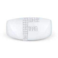 Sterling Silver 1/10 CTW-Natural Diamond Initial "F" Men'S Ring 4.44 Gram