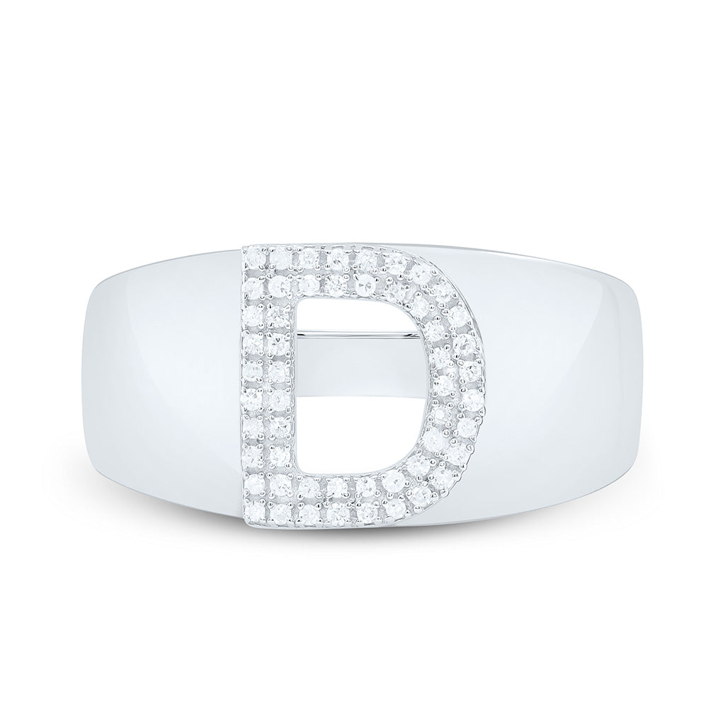 Sterling Silver 1/6 CTW-Natural Diamond Initial "D" Men'S Ring 4.21 Gram