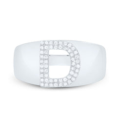 Sterling Silver 1/6 CTW-Natural Diamond Initial "D" Men'S Ring 4.21 Gram