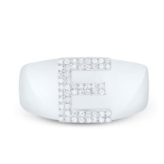 Sterling Silver 1/6 CTW-Natural Diamond Initial "E" Men'S Ring 4.77 Gram
