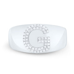 Sterling Silver 1/6 CTW-Natural Diamond Initial "G" Men'S Ring 4.76 Gram