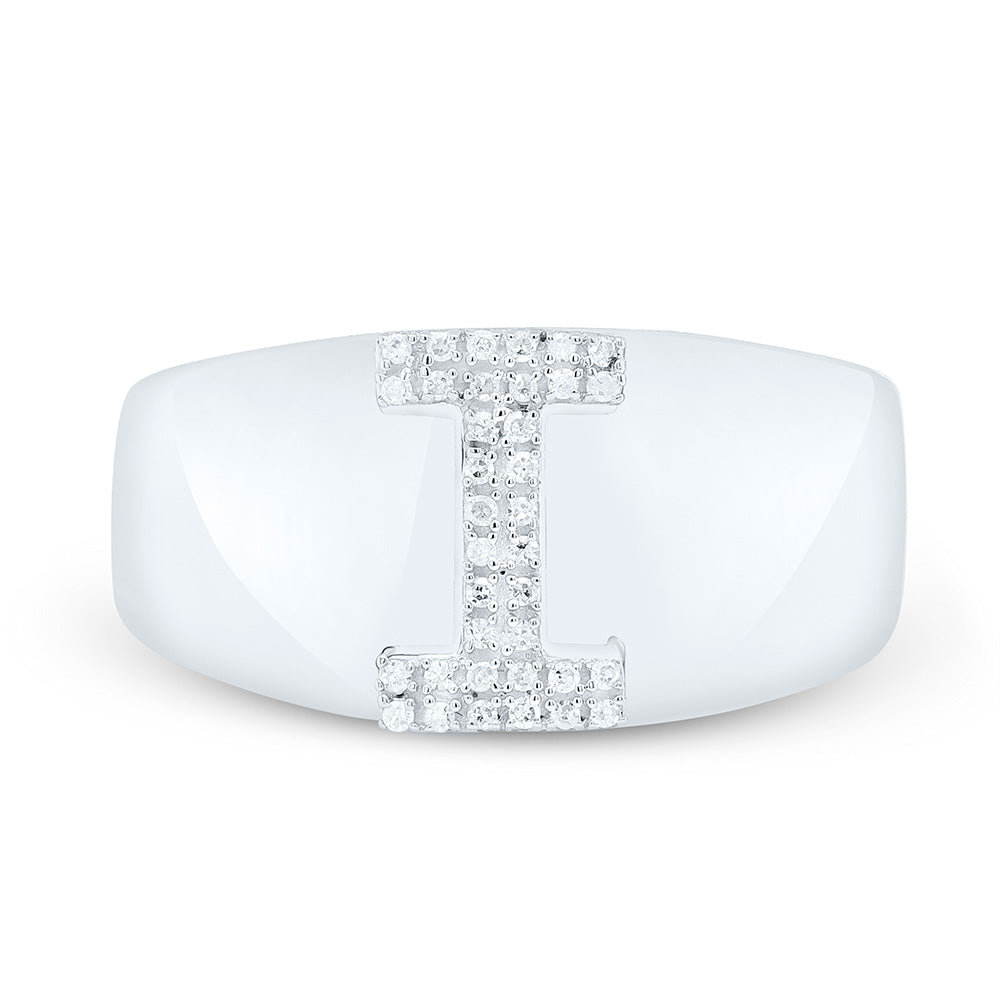 Sterling Silver 1/10 CTW-Natural Diamond Initial "I" Men'S Ring 4.42 Gram