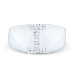 Sterling Silver 1/10 CTW-Natural Diamond Initial "I" Men'S Ring 4.42 Gram