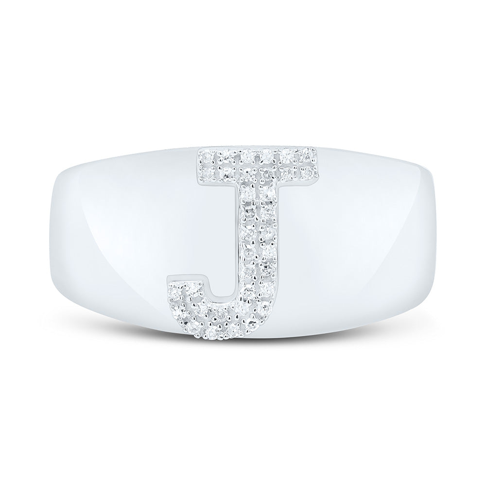 Sterling Silver 1/10 CTW-Natural Diamond Initial "J" Men'S Ring 4.43 Gram