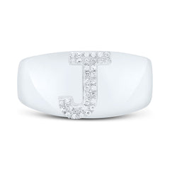 Sterling Silver 1/10 CTW-Natural Diamond Initial "J" Men'S Ring 4.43 Gram