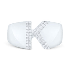 Sterling Silver 1/8 CTW-Natural Diamond Initial "K" Men'S Ring 4.08 Gram