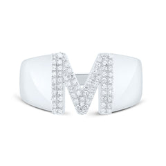 Sterling Silver 1/5 CTW-Natural Diamond Initial "M" Men'S Ring 4.82 Gram