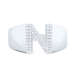 Sterling Silver 1/6 CTW-Natural Diamond Initial "N" Men'S Ring 4.46 Gram