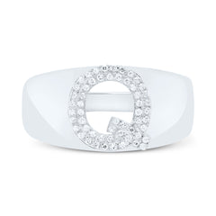 Sterling Silver 1/6 CTW-Natural Diamond Initial "Q" Men'S Ring 4.28 Gram