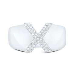 Sterling Silver 1/8 CTW-Natural Diamond Initial "X" Men'S Ring 4.52 Gram