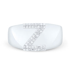 Sterling Silver 1/8 CTW-Natural Diamond Initial "Z" Men'S Ring 4.53 Gram