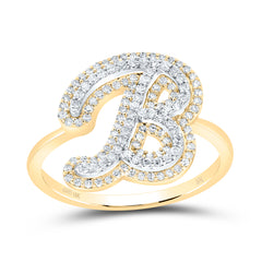 10K Yellow Gold 3/8 CTW-Natural Diamond Fashion Initial "B" Ladies Ring 2.43 Gram