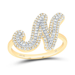 10K Yellow Gold 3/8 CTW-Natural Diamond Fashion Initial "N" Ladies Ring 2.67 Gram
