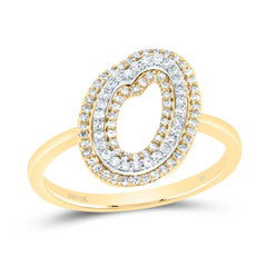 10K Yellow Gold 1/3 CTW-Natural Diamond Fashion Initial "O" Ladies Ring 2.06 Gram