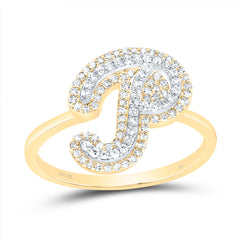 10K Yellow Gold 1/3 CTW-Natural Diamond Fashion Initial "P" Ladies Ring 2.11 Gram