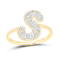 10K Yellow Gold 1/4 CTW-Natural Diamond Fashion Initial "S" Ladies Ring 2.03 Gram