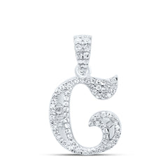 10K White Gold 1/4 CTW-Natural Diamond Gift Initial "C" Baguette Pendant 1.75 Gram