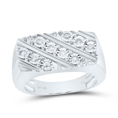 Sterling Silver 1/4 CTW-Natural Diamondp3 Men'S Ring 6.17 Gram