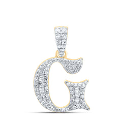 10K Yellow Gold 1/4 CTW-Natural Diamond Gift Initial "G" Baguette Pendant 1.72 Gram