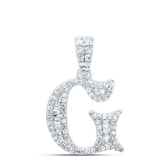 10K White Gold 1/4 CTW-Natural Diamond Gift Initial "G" Baguette Pendant 1.84 Gram