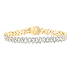 Yellow-Tone Sterling 3 1/4 CTW-Natural Diamond 9MM Cuban Men'S Bracelet (8 Inch ) 23.51 Gram