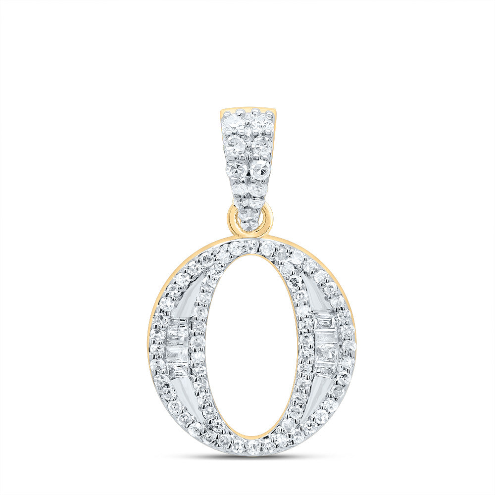 10K Yellow Gold 1/4 CTW-Natural Diamond Gift Initial "O" Baguette Pendant 1.55 Gram
