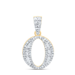 10K Yellow Gold 1/4 CTW-Natural Diamond Gift Initial "O" Baguette Pendant 1.55 Gram