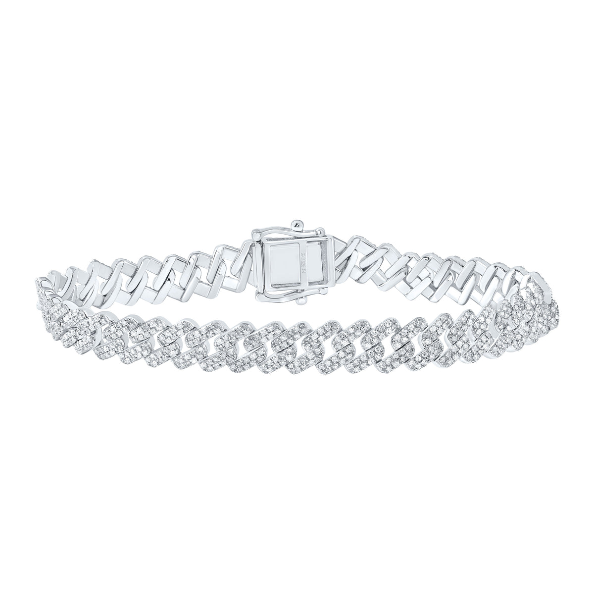 Sterling Silver 3 1/4 CTW-Natural Diamond 9MM Cuban Men'S Bracelet (8 Inch ) 23.49 Gram