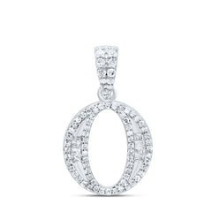 10K White Gold 1/4 CTW-Natural Diamond Gift Initial "O" Baguette Pendant 1.52 Gram