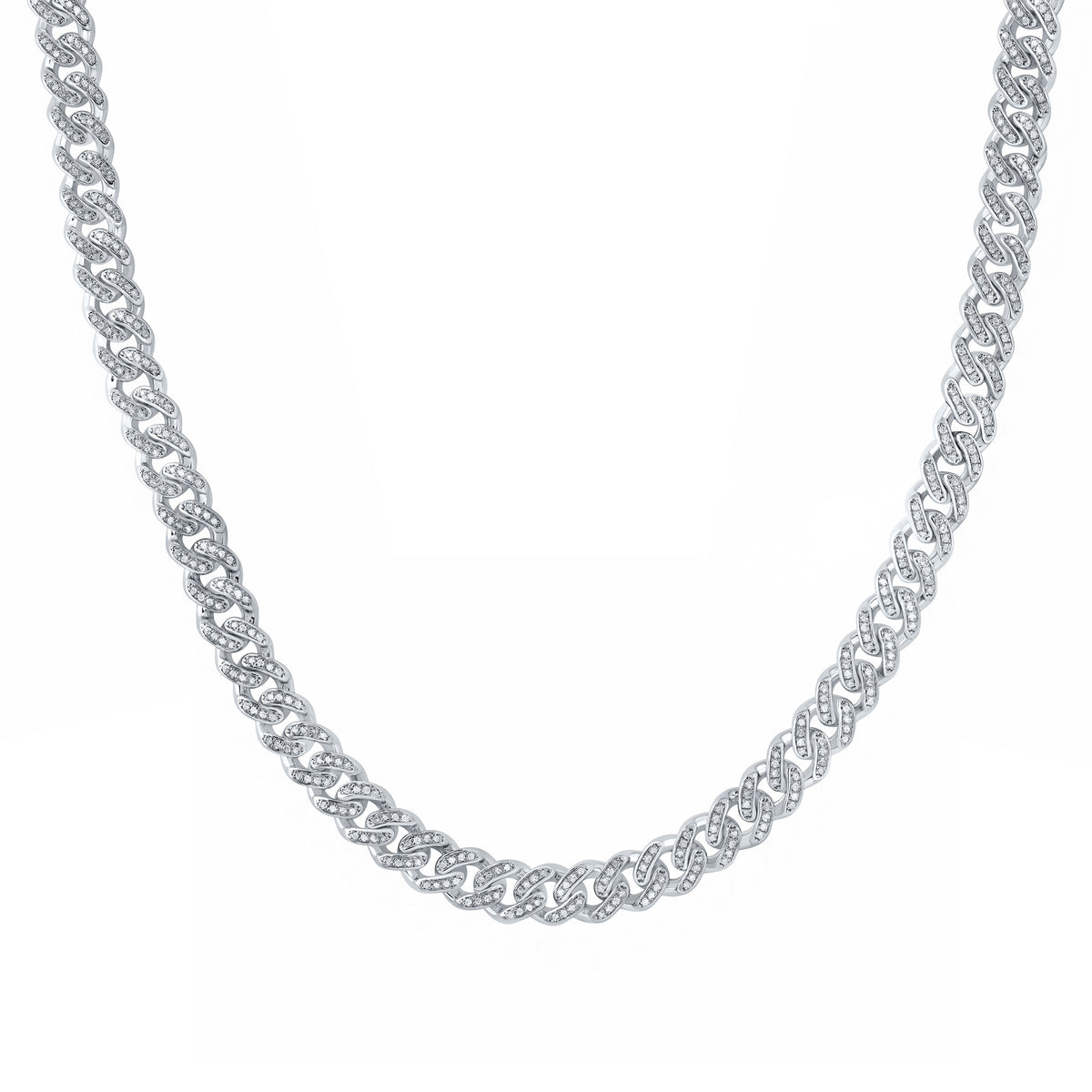 Sterling Silver 2 1/2 CTW-Natural Diamond 8.00MM Cuban Men'S Chain (22 Inch ) 71.275 Gram