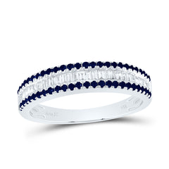 14K White Gold 1/5 CTW-Natural Diamond Baguette 1/3 CTWrd-Bs Natural Gemstone Ladies Band 3.07 Gram