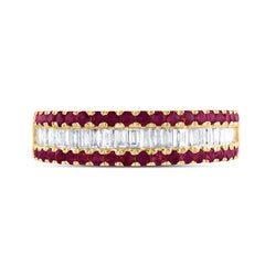 14K Yellow Gold 3/8 CTW-Natural Diamond Baguette 5/8 CTWrd-Ru Natural Gemstone Ladies Band 3.51 Gram