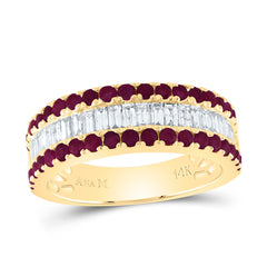 14K Yellow Gold 3/4 CTW-Natural Diamond Baguette 7/8 CTWrd-Ru Natural Gemstone Ladies Band 4.23 Gram
