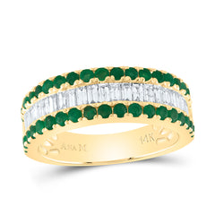 14K Yellow Gold 3/4 CTW-Natural Diamond Baguette 7/8 CTWrd-Em Natural Gemstone Ladies Band 3.98 Gram