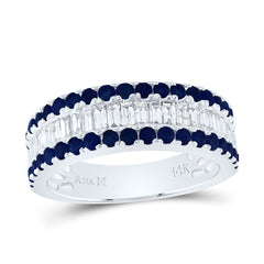 14K White Gold 3/4 CTW-Natural Diamond Baguette 7/8 CTWrd-Bs Natural Gemstone Ladies Band 4.18 Gram