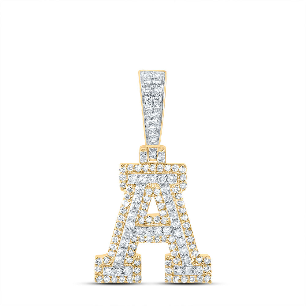 10K Yellow Gold 1/2 CTW-Natural Diamond Fashion Initial "A" Pendant 2.54 Gram