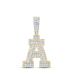 10K Yellow Gold 1/2 CTW-Natural Diamond Fashion Initial "A" Pendant 2.54 Gram