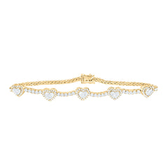 10K Yellow Gold 1 CTW-Natural Diamond Fashion Heart Tennis Bracelet (7 Inch ) 7.75 Gram