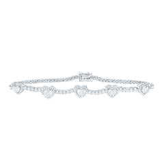 10K White Gold 1 CTW-Natural Diamond Fashion Heart Tennis Bracelet (7 Inch ) 7.85 Gram