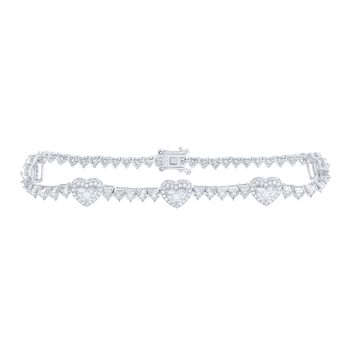 10k Gold 1 CTW-Natural Diamond Fashion Heart Tennis Bracelet (7 Inch ) Gram