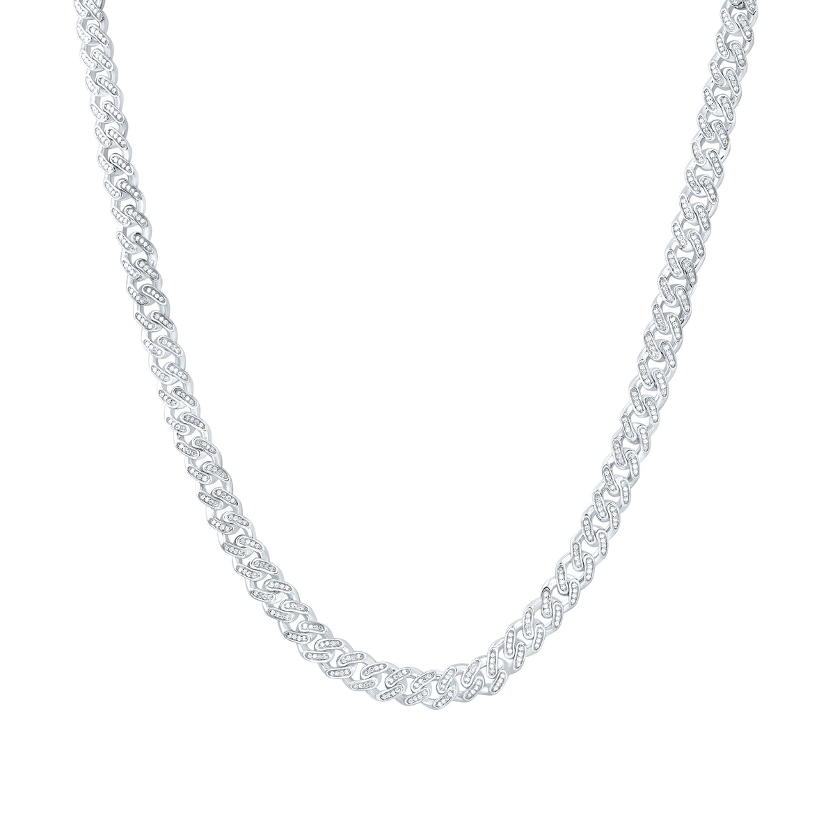 Sterling Silver 3 1/2 CTW-Natural Diamond 8.00MM Cuban Men'S Chain (22 Inch ) 60.811 Gram