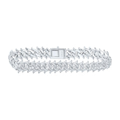 Sterling Silver 2 7/8 CTW-Natural Diamond 8MM Cuban Men'S Bracelet (8 Inch ) 28.56 Gram