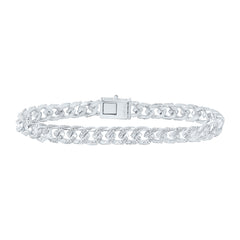 Sterling Silver 3 CTW-Natural Diamond 8MM Cuban Men'S Bracelet (8 Inch ) 34.26 Gram