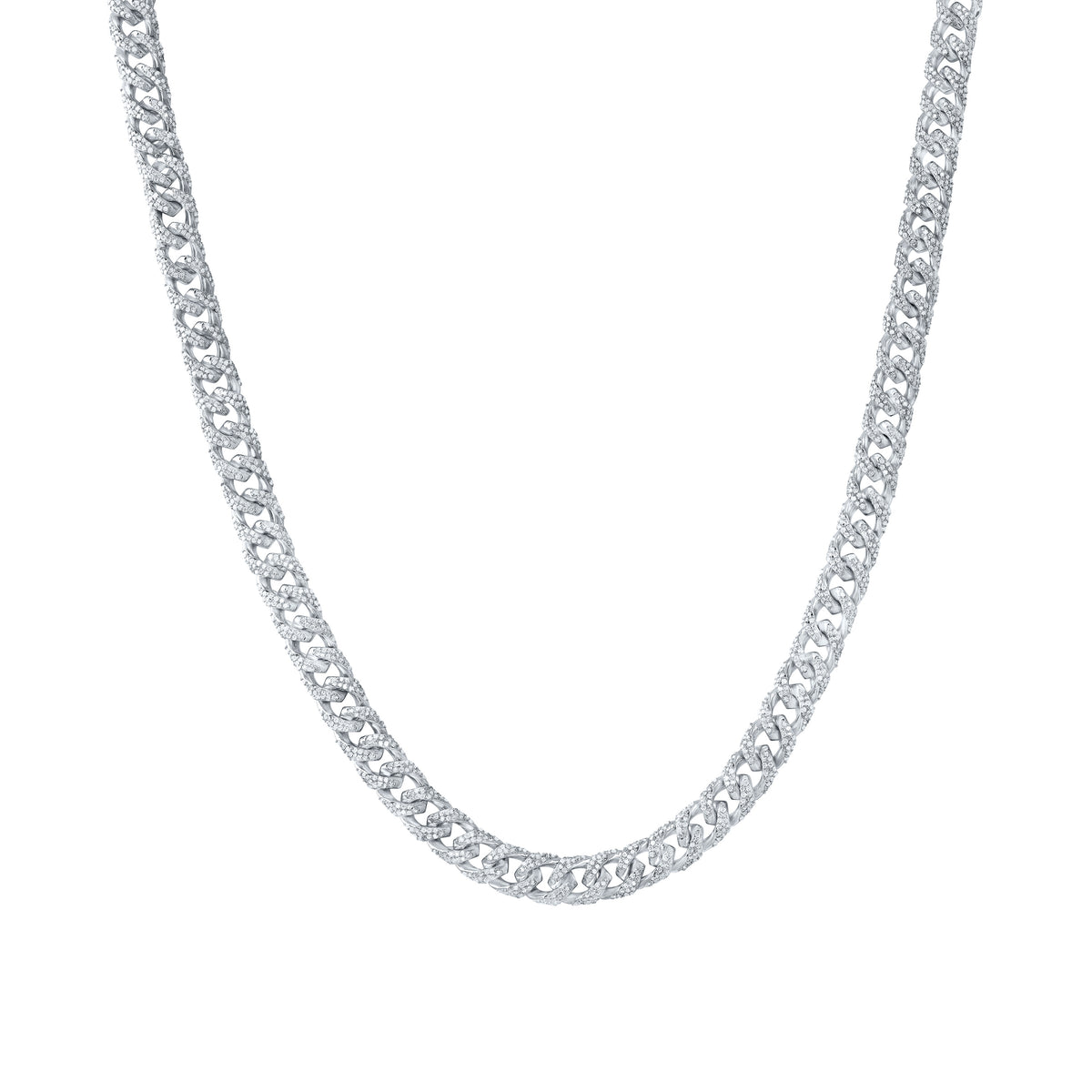 Sterling Silver 7 7/8 CTW-Natural Diamond 8MM Cuban Men'S Chain (22 Inch ) 85.21 Gram
