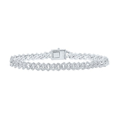 Sterling Silver 3 CTW-Natural Diamond 8Mmcuban Men'S Bracelet (8 Inch ) 27.31 Gram