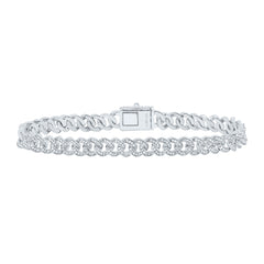 Sterling Silver 2 1/5 CTW-Natural Diamond 8.00MM Cuban Men'S Bracelet (8 Inch ) 22.23 Gram