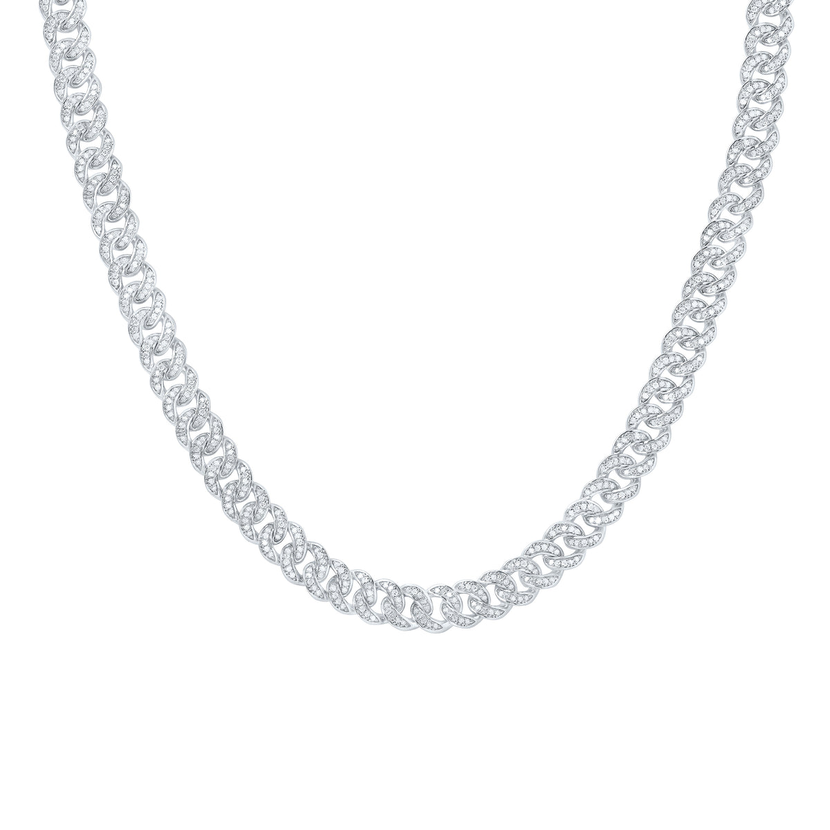 Sterling Silver 5 1/5 CTW-Natural Diamond 8MM Cuban Men'S Chain (22 Inch ) 53.64 Gram