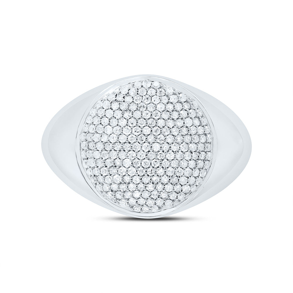 Sterling Silver 5/8 CTW-Natural Diamond Oval Men'S Ring 6.16 Gram