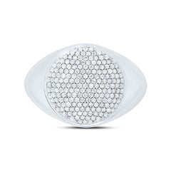 Sterling Silver 5/8 CTW-Natural Diamond Oval Men'S Ring 6.16 Gram